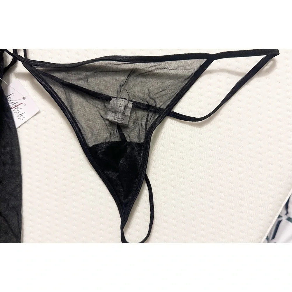 Fredericks Of Hollywood Black Lace Mesh Chemise Sheer Nightie Lingerie Size L - Picture 3 of 6